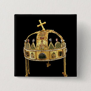 De Heilige Kroon van Hongarije, 11e tot 12e eeuw Vierkante Button 5,1 Cm