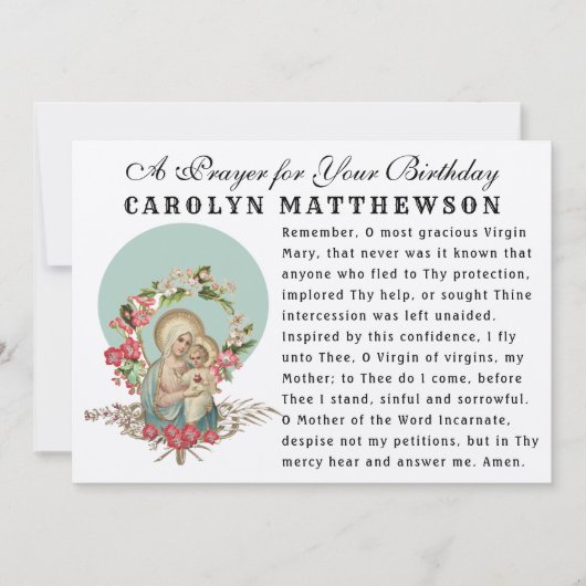 De Heilige Maagd Maria Baby Jezus Katholiek Gedenk Kaart (Voorkant)