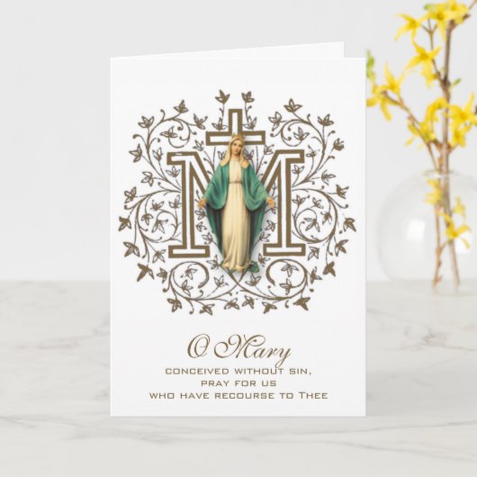 De Heilige Maagd Maria Religieuze Moederdag Kaart (Gele Bloem)