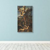 De heilige Michaël de Aartsengel verslaat Satan Canvas Afdruk (Insitu (Houten vloer))