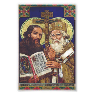 De heiligen Cyril en Methodius Patronen van Europa Foto Afdruk