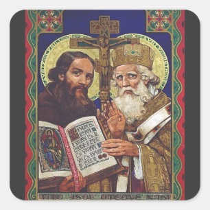 De heiligen Cyril en Methodius Patronen van Europa Vierkante Sticker