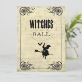 De heks Ball Halloween Kaart (Staand voorkant)