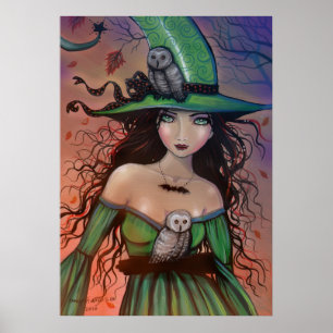 De heks en het Poster Owls Halloween