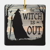 De heks is omkeerbaar in/uit-teken keramisch ornament (Achterkant)