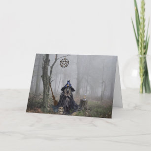 De heks van de Bossen Halloween Feestdagen Kaart