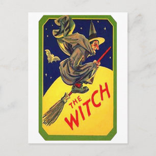 De heks-Vintage Halloween Briefkaart