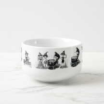 de heksencoven omringen de soep.