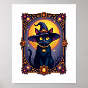 De Heksenkat Tarot Kaart Halloween Gothic Poster
