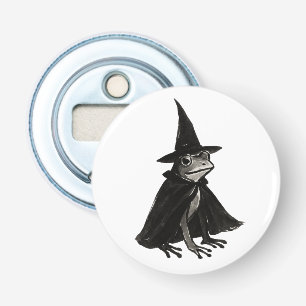 De Heksenkikker – Inktkwast Halloween-ontwerp op Button Flesopener