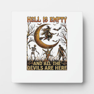 De hel is leeg Halloween Heks Halve Maan Skelet Fotoplaat