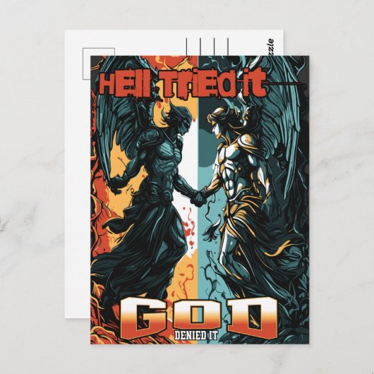 De hel probeerde het God ontkende het Christelijk Briefkaart (Voorkant / Achterkant)