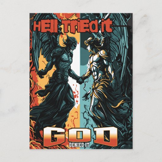 De hel probeerde het God ontkende het Christelijk Briefkaart (Voorkant)