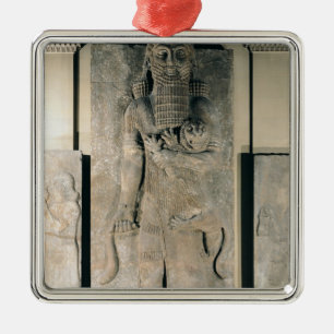 De held Gilgamesh heeft een leeuw Metalen Ornament