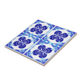 De heldere blauw-marine-azulejos-stijl tegeltje (Zijkant)