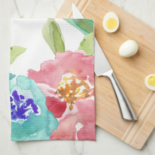 De heldere Bloemen van de Waterverf Theedoek