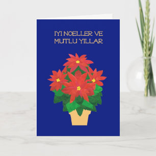 De heldere Rode Turkse Groet van Poinsettia Feestdagen Kaart