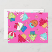 De heldere Roze Bevordering van de Catering van Feestdagenkaart (Voorkant / Achterkant)