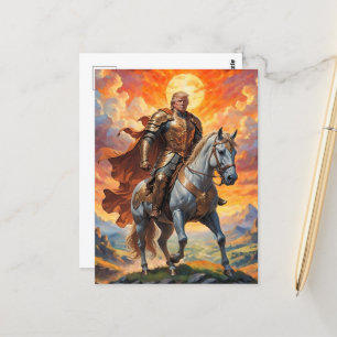De heldhaftige Trump-strijder in een gouden wapenr Briefkaart