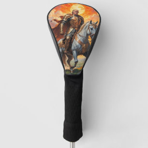 De heldhaftige Trump-strijder in een gouden wapenr Golfheadcover