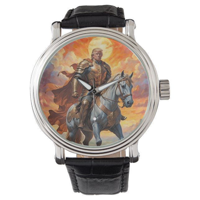 De heldhaftige Trump-strijder in een gouden wapenr Horloge (Voorkant)