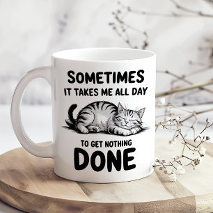 "De hele dag niets doen" Grappige Luie Kat Koffiem Koffiemok