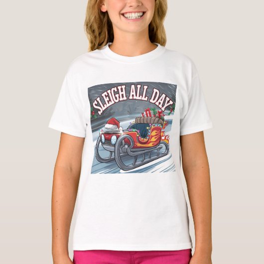 De hele dag slee: Santa's Turbo Ride T-shirt (Voorkant)