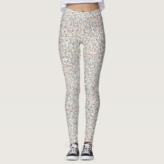 De hele regenboogkleurige gespikkelde Stippen Leggings (Voorkant)