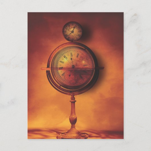 De hele tijd in het Wereldbol van de Steampunk-klo Briefkaart (Voorkant)