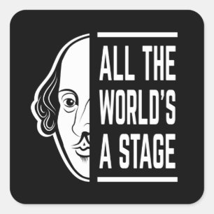 De hele wereld is een toneel Thespiaan Shakespeare Vierkante Sticker