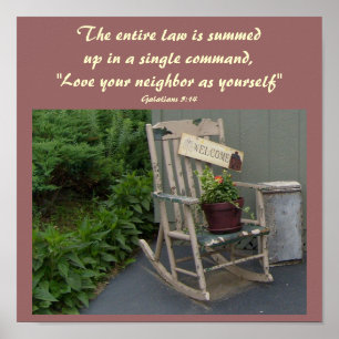 De hele wet wordt samengevat in een Bijbelcitaat.. Poster