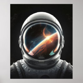 De helm van de astronaut van het universum poster