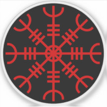 De helm van ontzag - Aegishjalmur (rood op zwart)