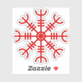 De helm van ontzag - Aegishjalmur (rood) Sticker (Vel)