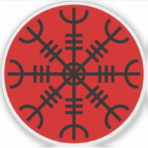 De helm van ontzag - Aegishjalmur (zwart op rood)