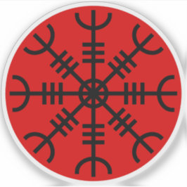 De helm van ontzag - Aegishjalmur (zwart op rood) Sticker