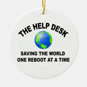De helpdesk - de wereld redden keramisch ornament