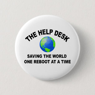 De helpdesk - de wereld redden ronde button 5,7 cm