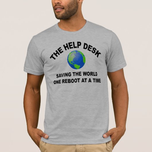 De helpdesk - de wereld redden t-shirt (Voorkant)
