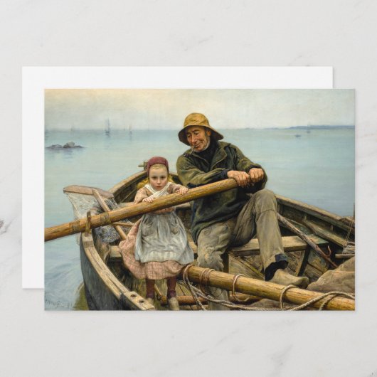 De helpende hand, 1881 door Emile Renouf Feestdagenkaart (Voorkant / Achterkant)