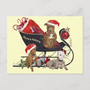 De Helpers van de Kerstman van Terrier van Pitbill Feestdagenkaart