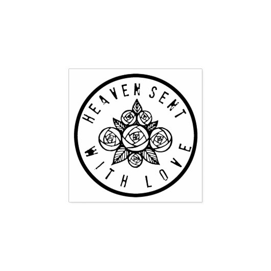 DE HEMEL GEZONDEN MET LIEFDE ROZEN 	RUBBERSTEMPEL (Afrduk)