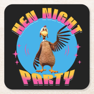 De Hen Nacht Feest Grappig Vrijgezellenfeest Vierkante Kartonnen Onderzetter