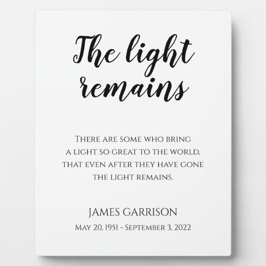 De Herdenking van het Leven - The Light Remains Me Fotoplaat (Voorkant)