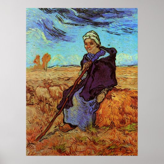 De herderin (naar Millet) door Vincent van Gogh Poster (Voorkant)