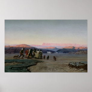 De herders, geleid door de ster, die aankomen poster