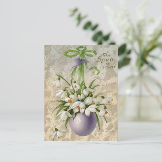 de Here is opgestaan paaseieren kruispaasfeest Feestdagenkaart (Staand voorkant)