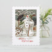 De heren Snowman en Crow Invitation Kaart (Staand voorkant)