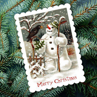 De heren Snowman en Crow Invitation Kaart