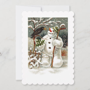 De heren Snowman en Crow Invitation Kaart